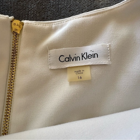 Calvin Klein Striped Color Block Sheath Sleeveless Orange Pink Midi Dress - Picture 10 of 12